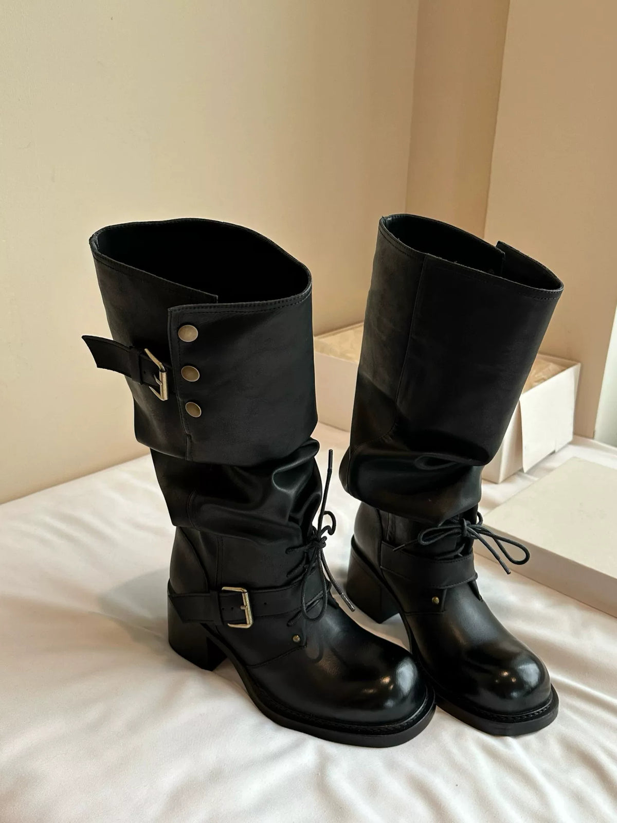 2way Retro Leather Buckle  Boots ツーウェイレトロレザーバックルブーツ