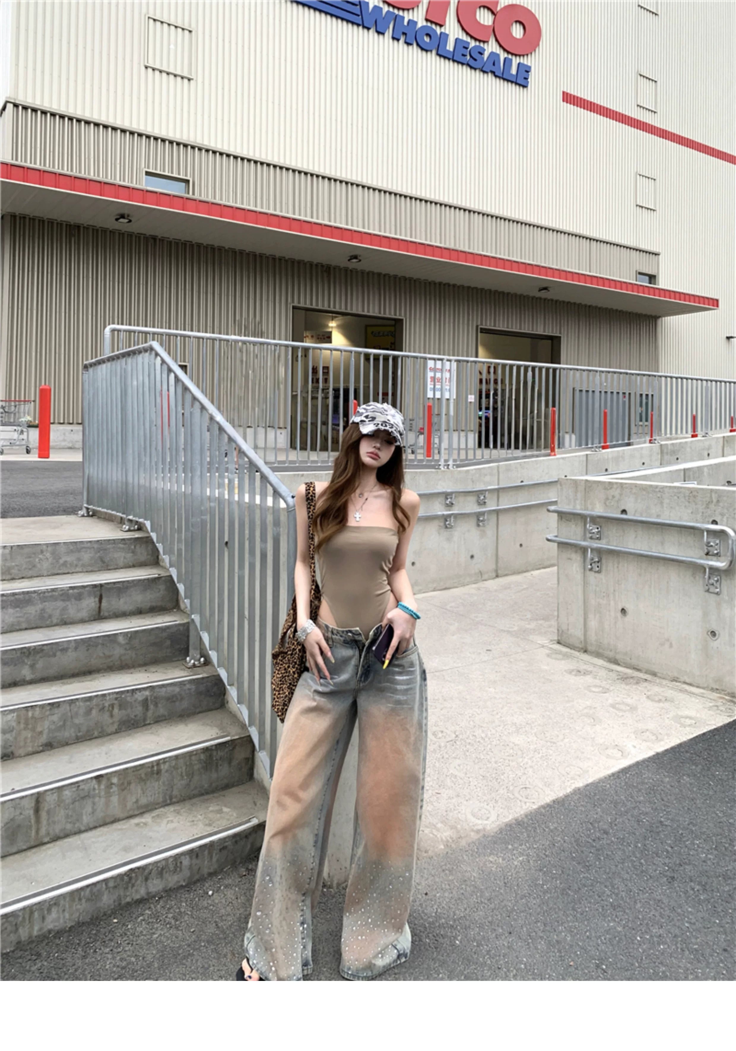 Color Stone Wide Denim,Body suits カラーワイド デニム ボディスーツ