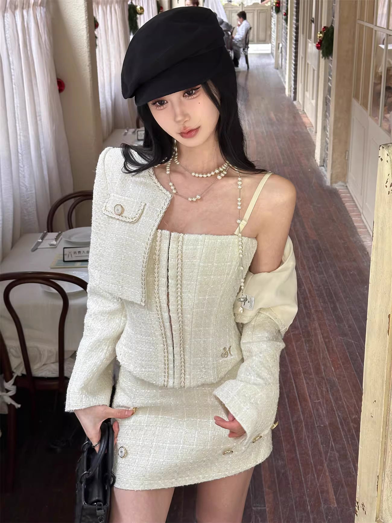 Tweed jacket buistier skirt 3piece ツイード ジャケット ビスチェ スカート 3ピース