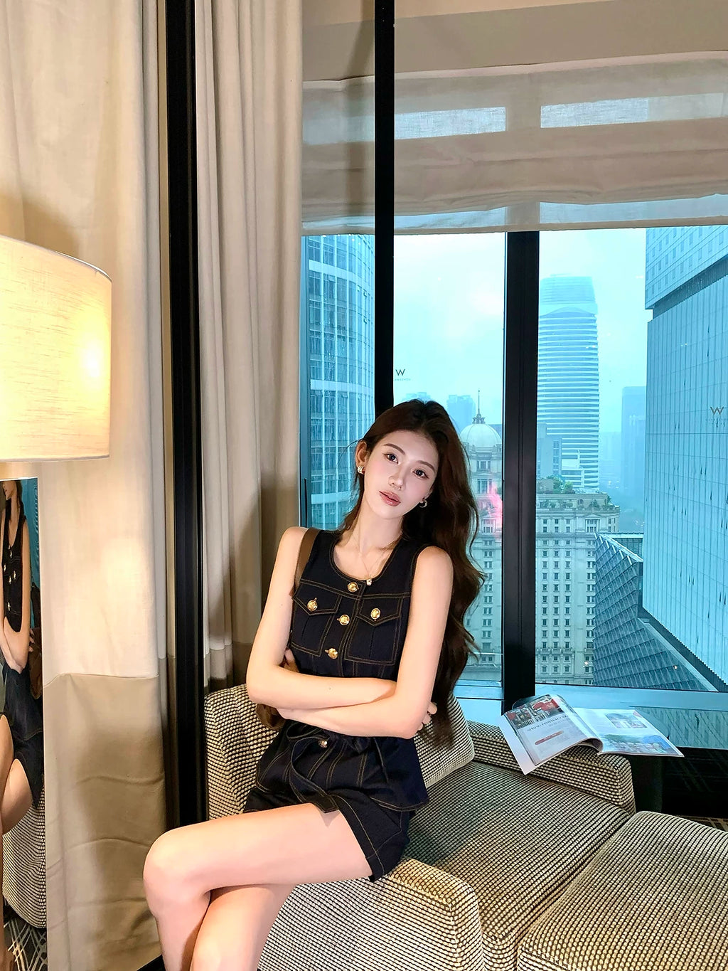 Sleeveless tops & waist ribbon short pants ノースリーブトップス&ウエストリボンショートパンツ