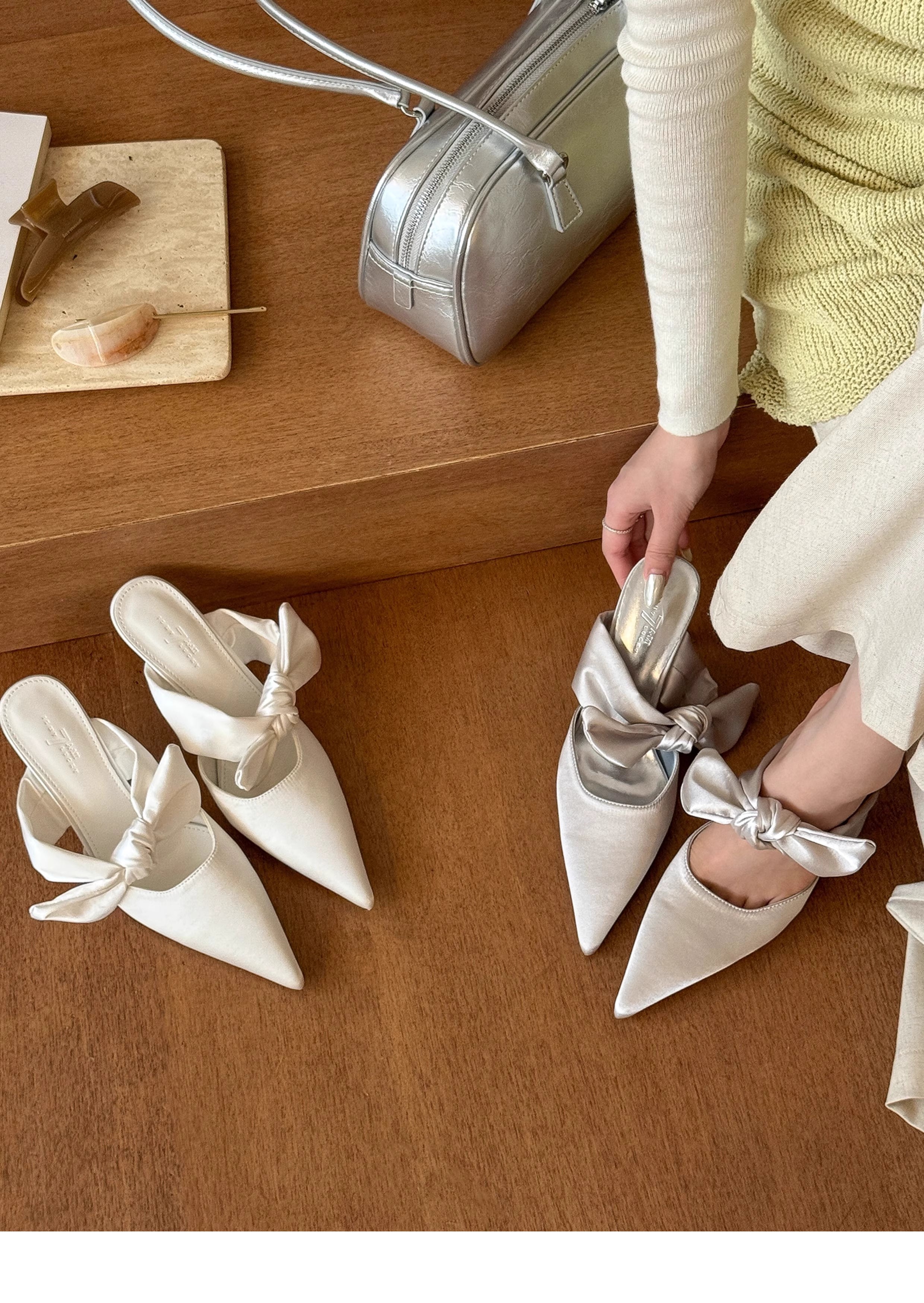 Ribbon Satin Mule リボン サテン ミュール