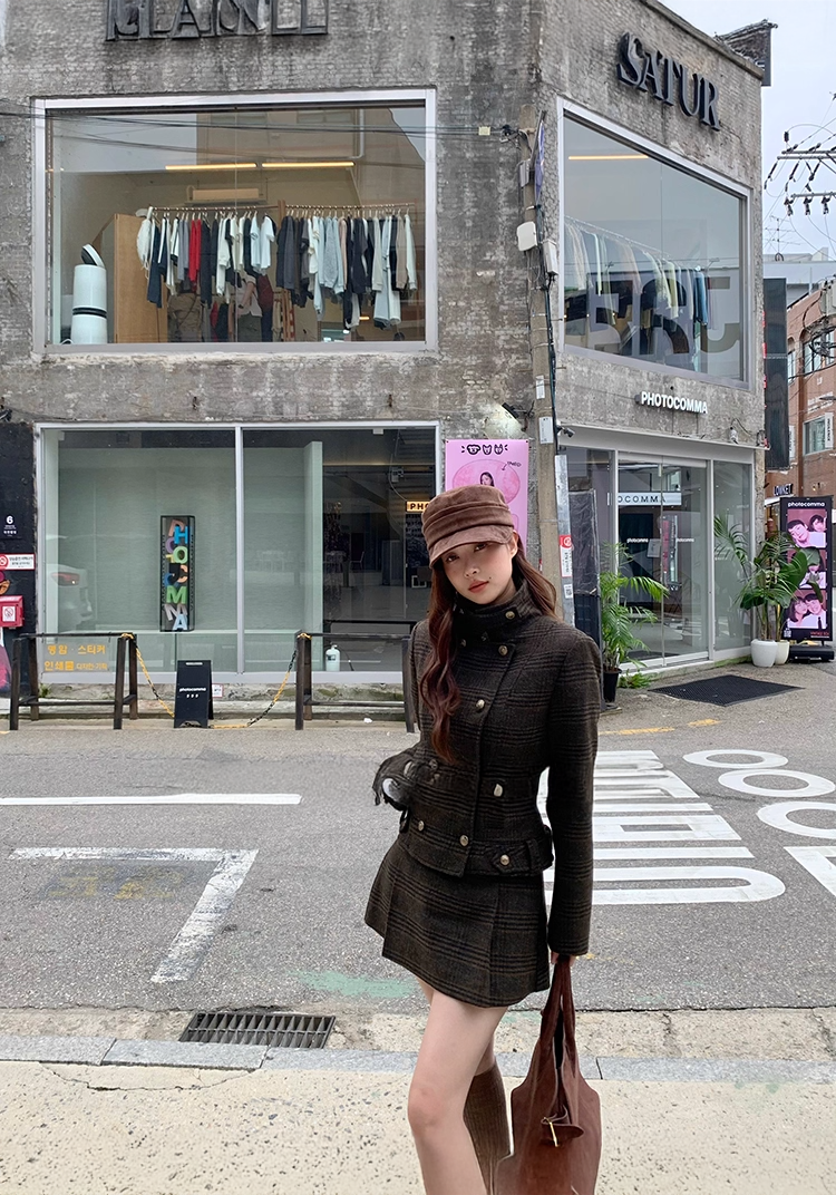 Check Wool Jacket Skirt Set チェックウールジャケット スカート セット