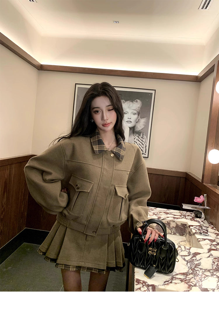 Box Blouson Pleats skirt ボックスブルゾン プリーツスカート