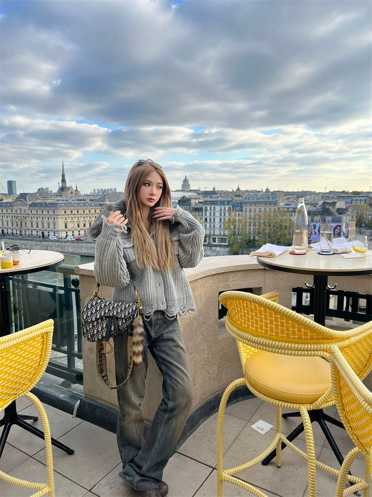 Faux Fur knit cardigan フォーファーニットカーディガン