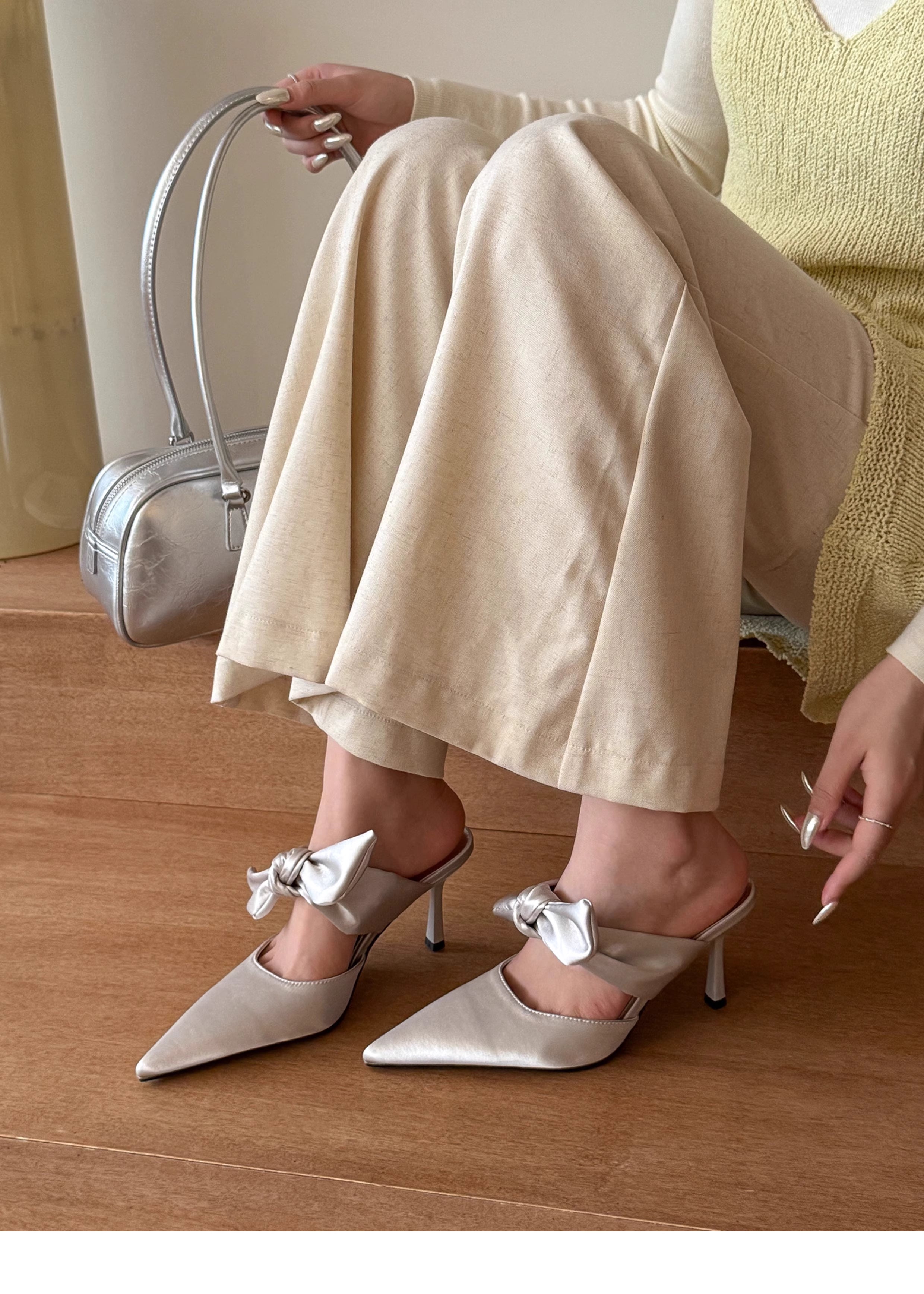 Ribbon Satin Mule リボン サテン ミュール