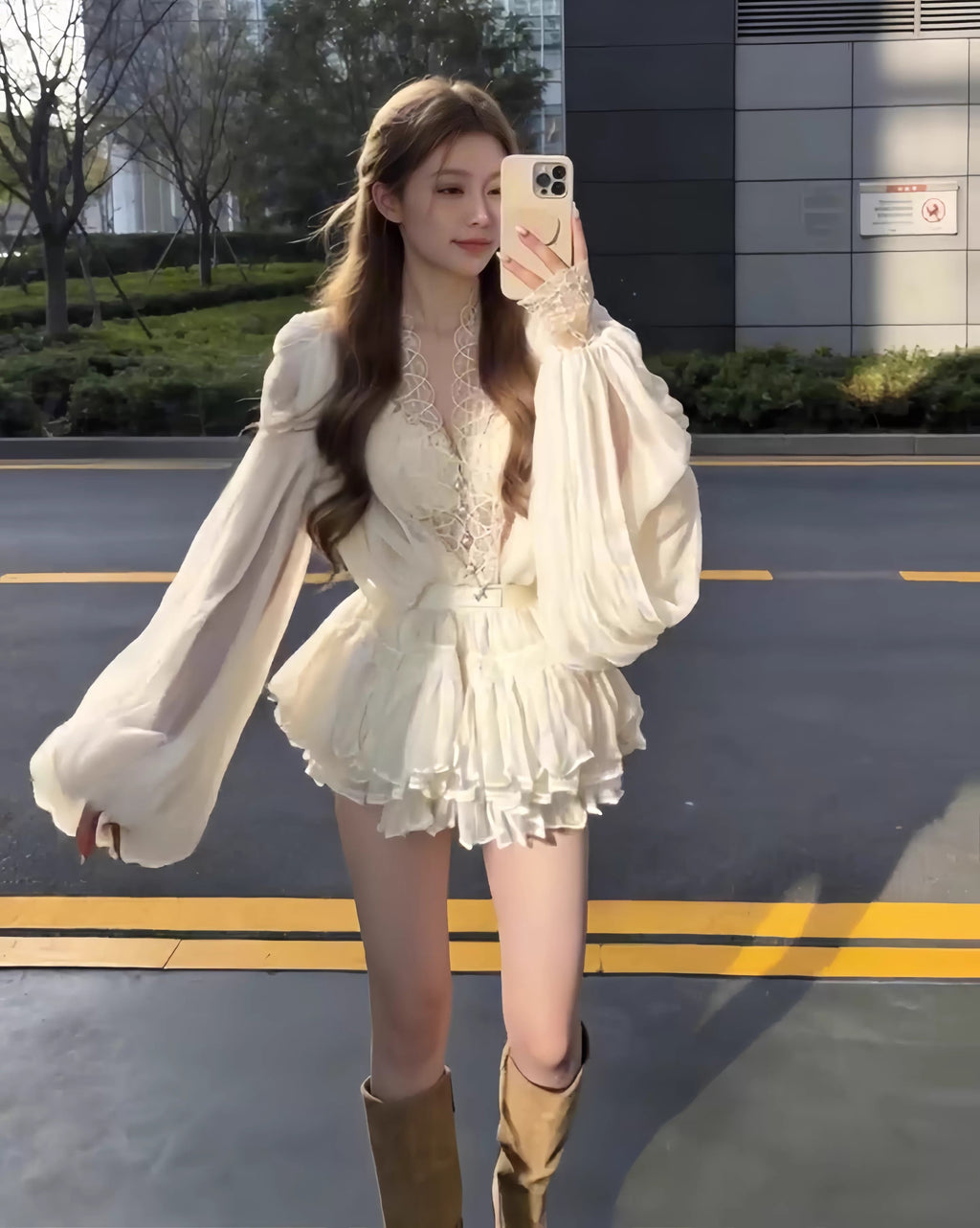 Lantern sleeve Blouse & Skirt ランタン スリーブ ブラウス＆スカート