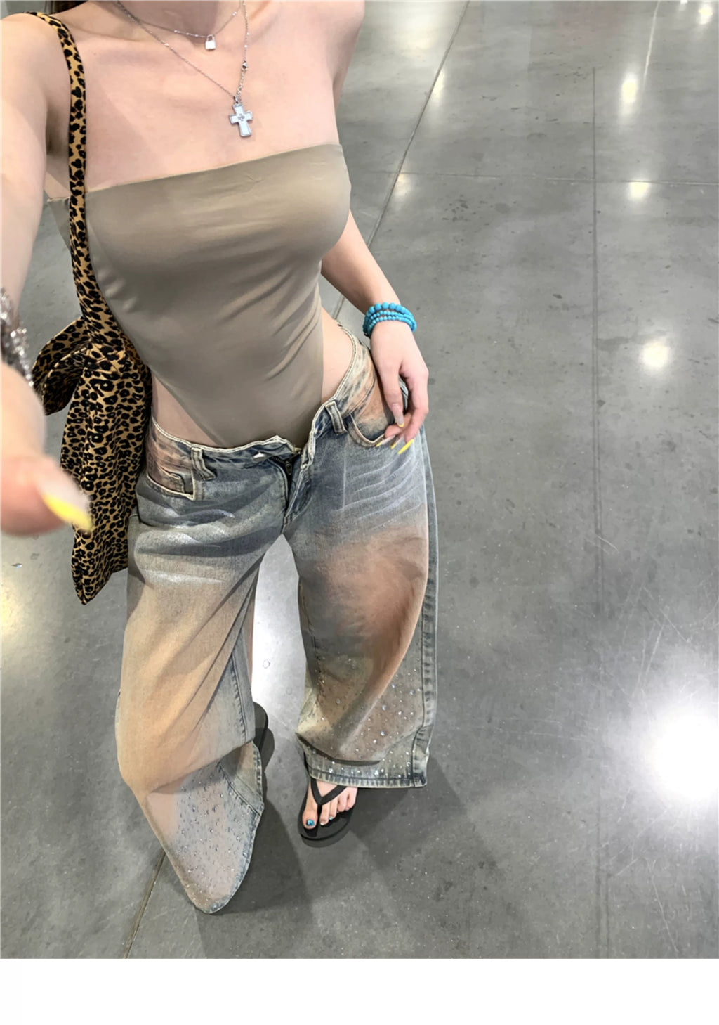 Color Stone Wide Denim,Body suits カラーワイド デニム ボディスーツ
