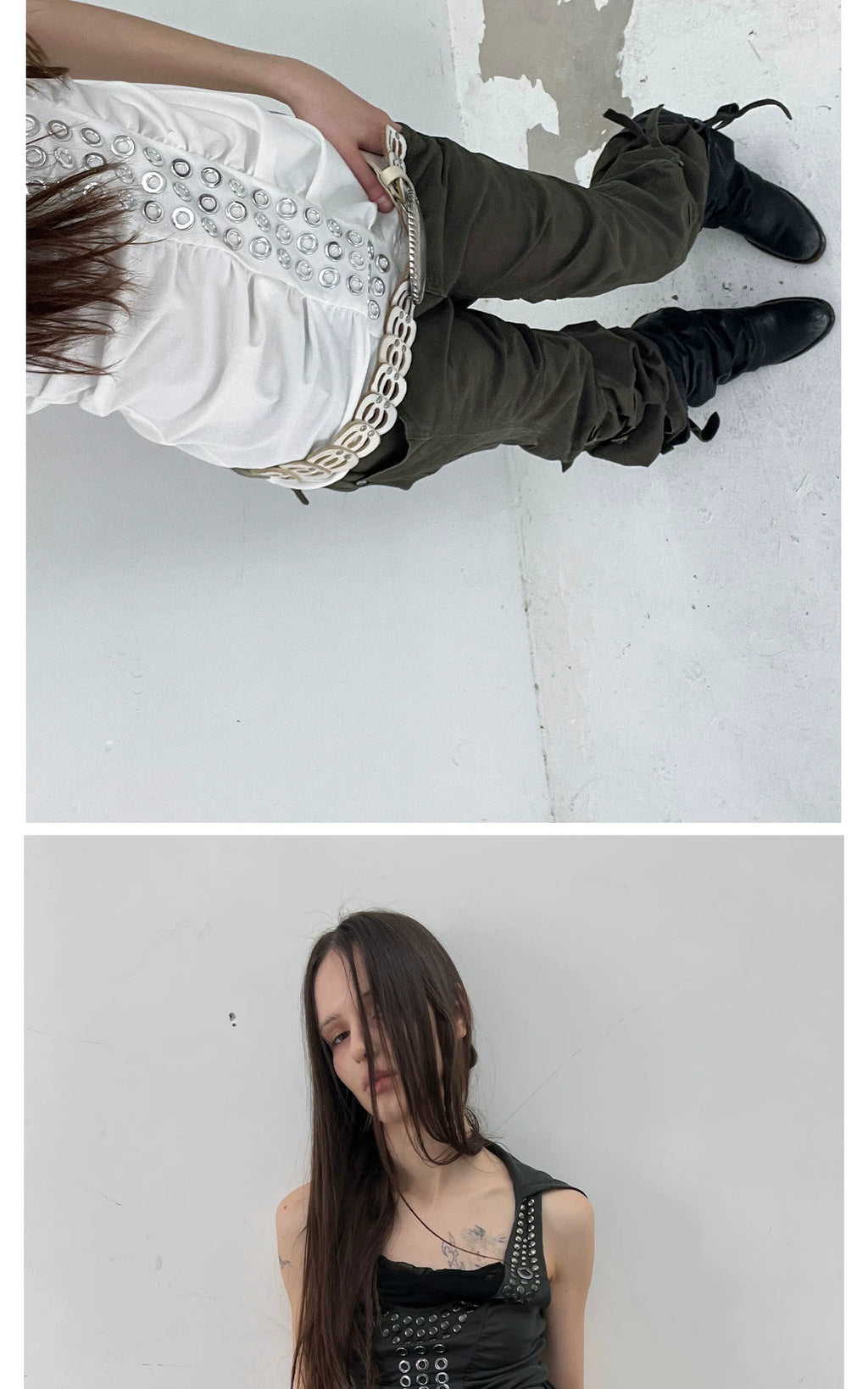Metal rivet Sleeveless Hoodie メタリリベット スリーブレス フーディ