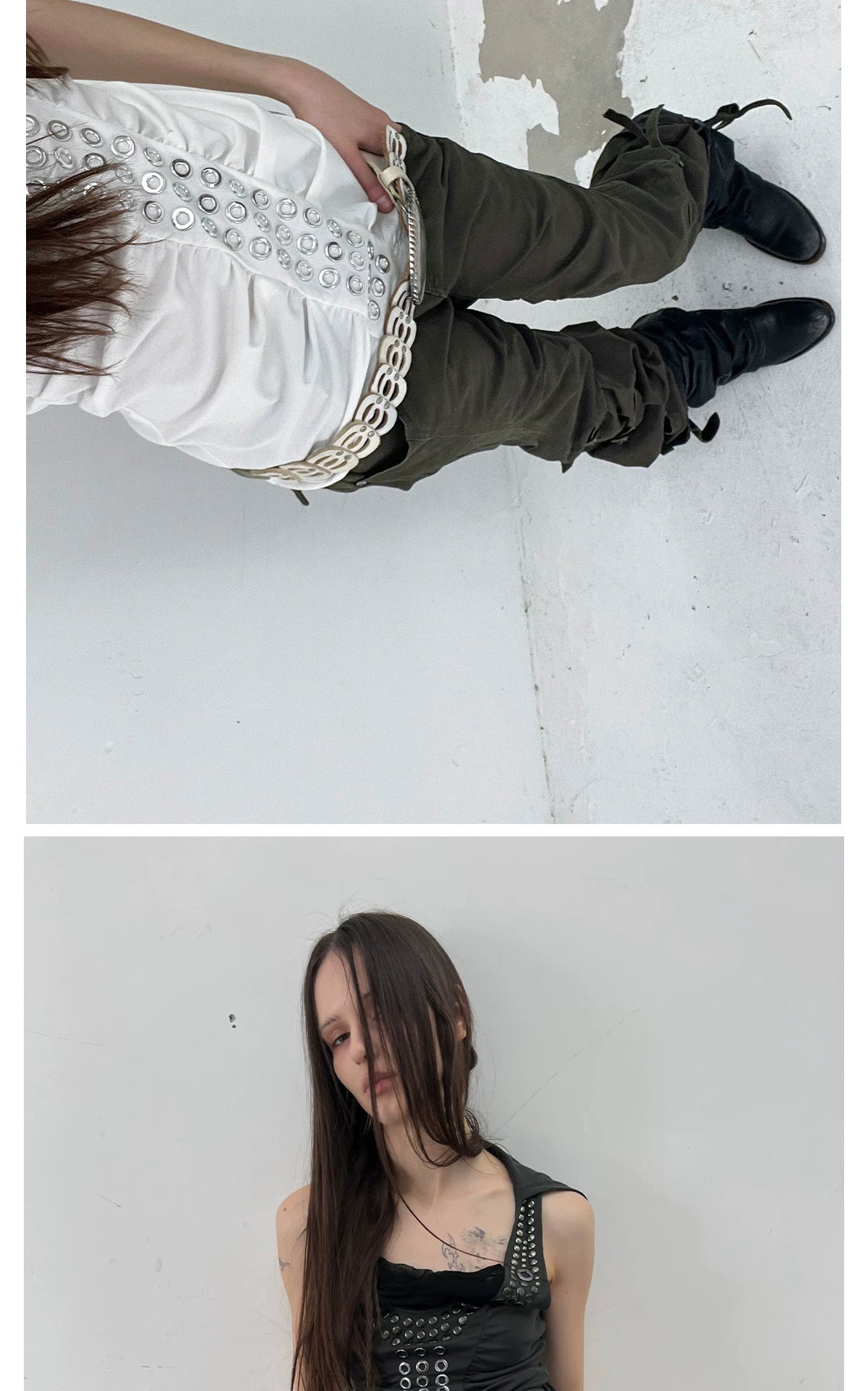 Metal rivet Sleeveless Hoodie メタリリベット スリーブレス フーディ