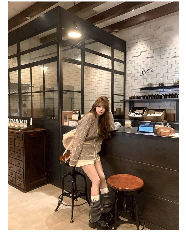 Argyle middle knit cardigan アーガイルミドルニットカーディガン