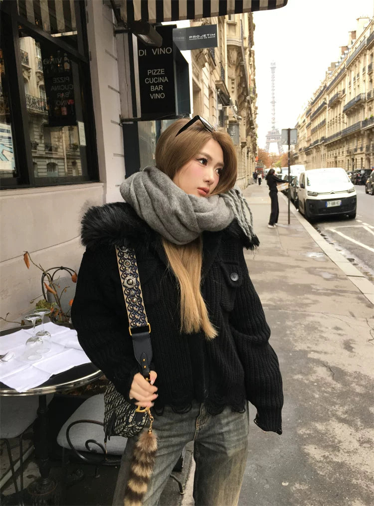 Faux Fur knit cardigan フォーファーニットカーディガン