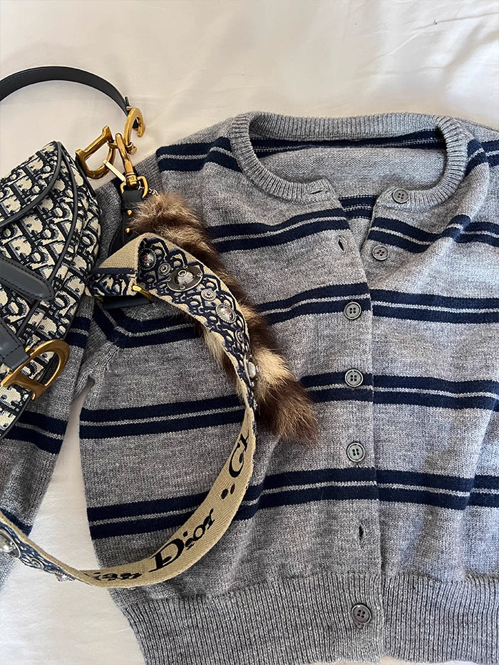 Border Short Knit Cardigan ボーダー ショート ニット カーディガン