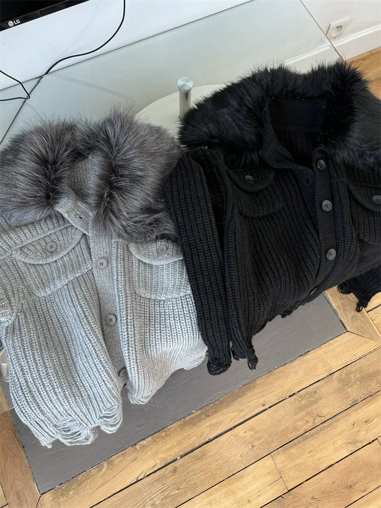 Faux Fur knit cardigan フォーファーニットカーディガン