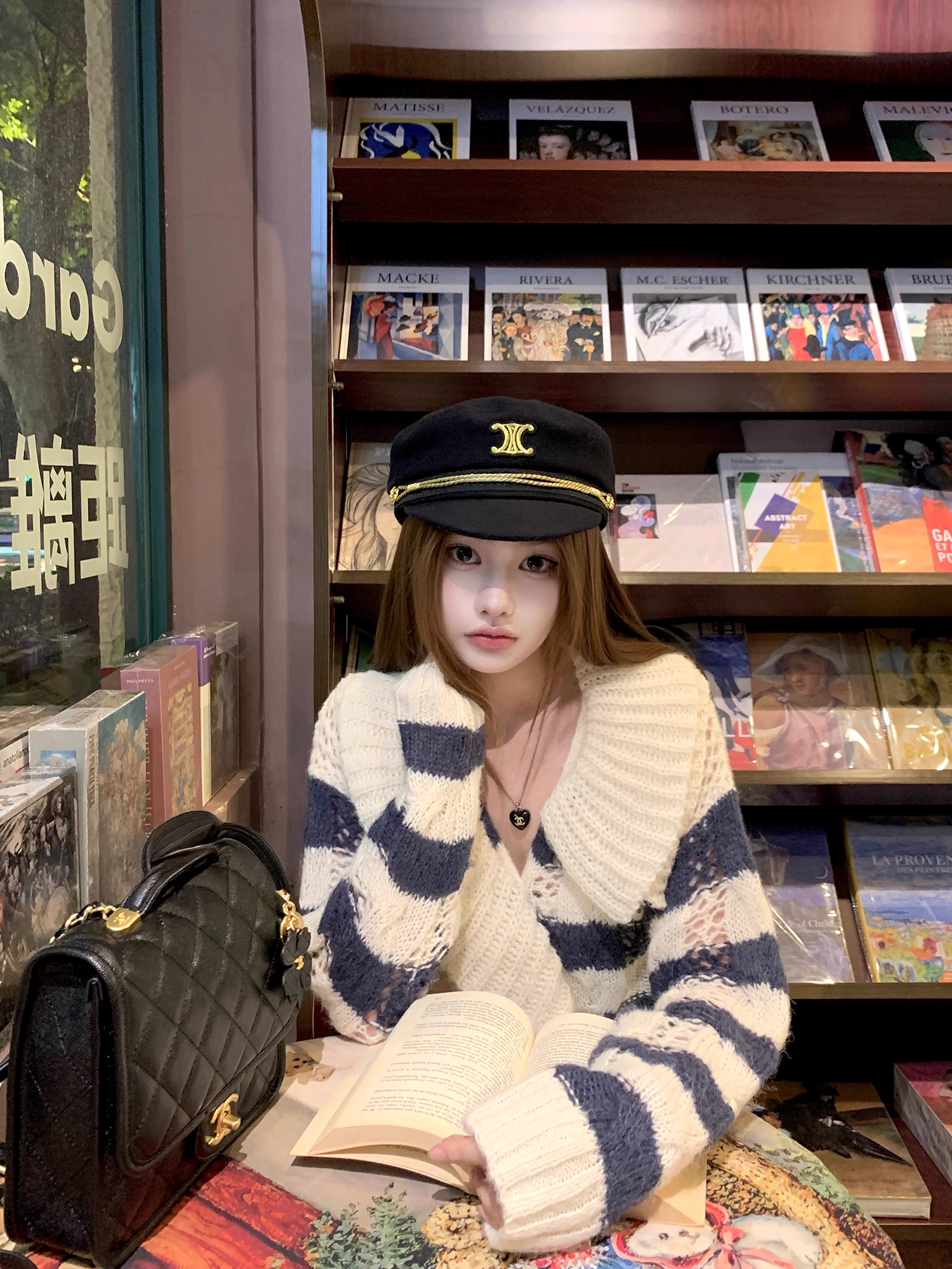 Frill Shawl border Knit  フリル ショール ボーダーニット