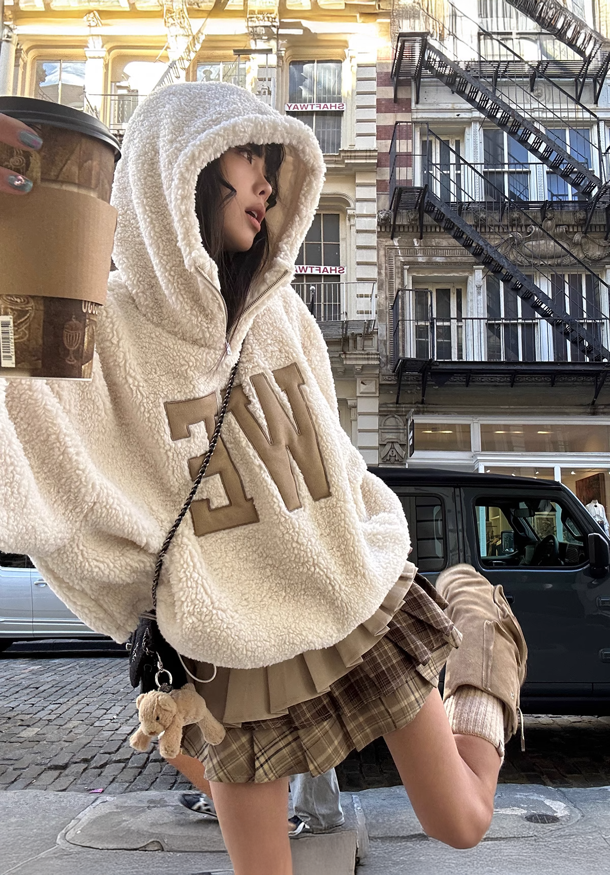 Boa pullover Check Skirt ボアプルオーバー チェックスカート