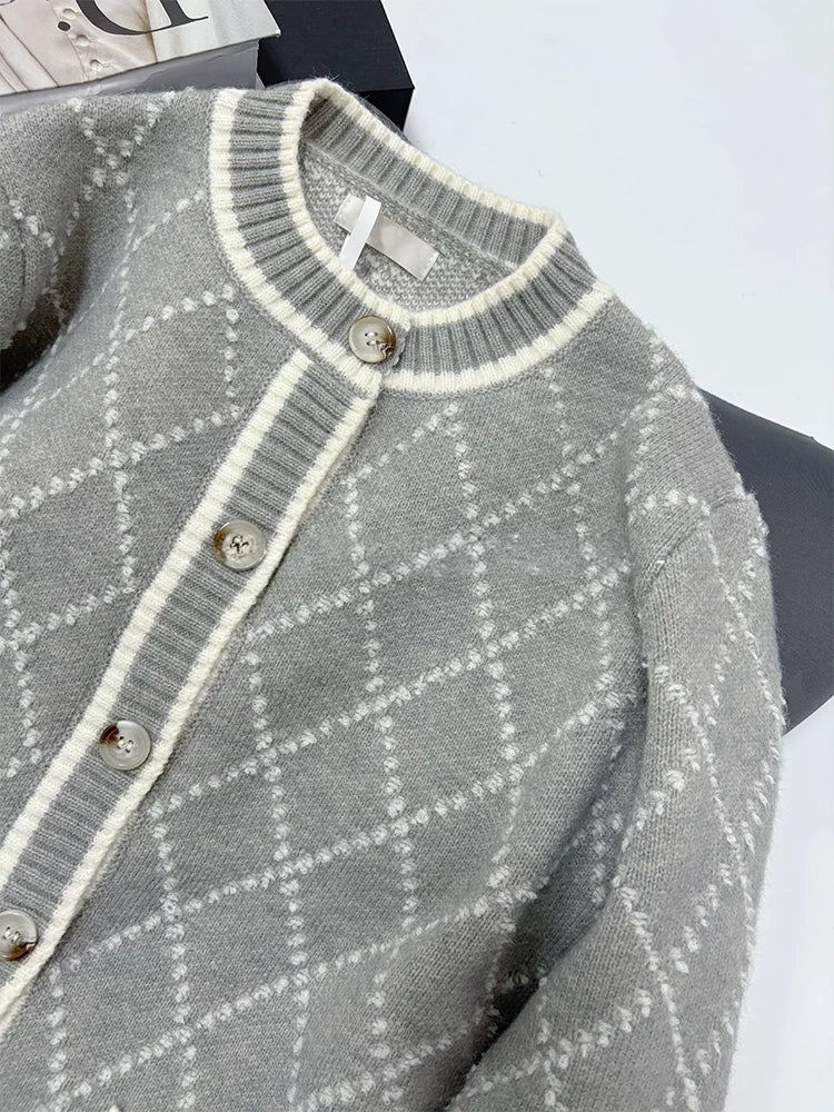 Argyle middle knit cardigan アーガイルミドルニットカーディガン