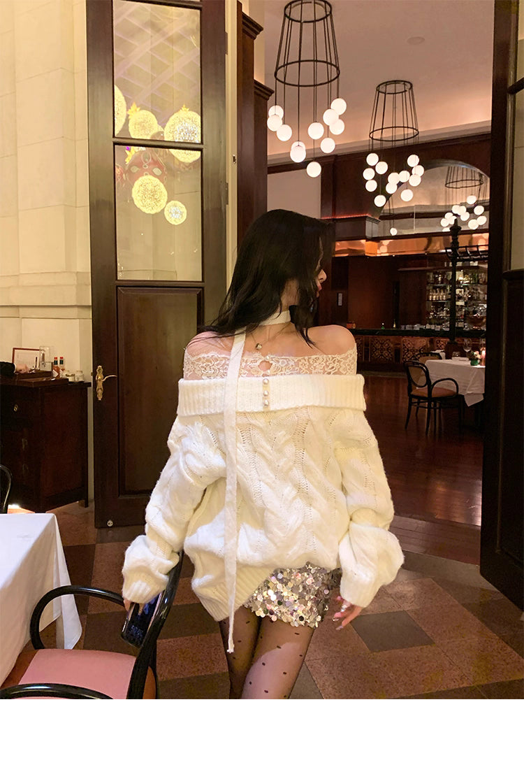 off shoulder knit オフショルダーニット