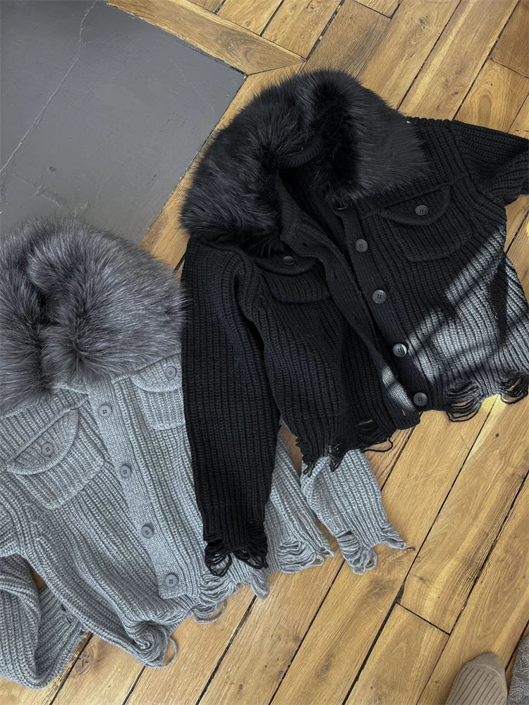 Faux Fur knit cardigan フォーファーニットカーディガン