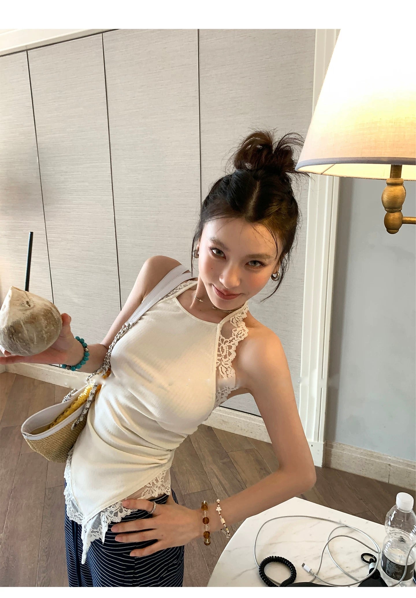 Lace Trim Holter Neck レーストリム ホルターネック