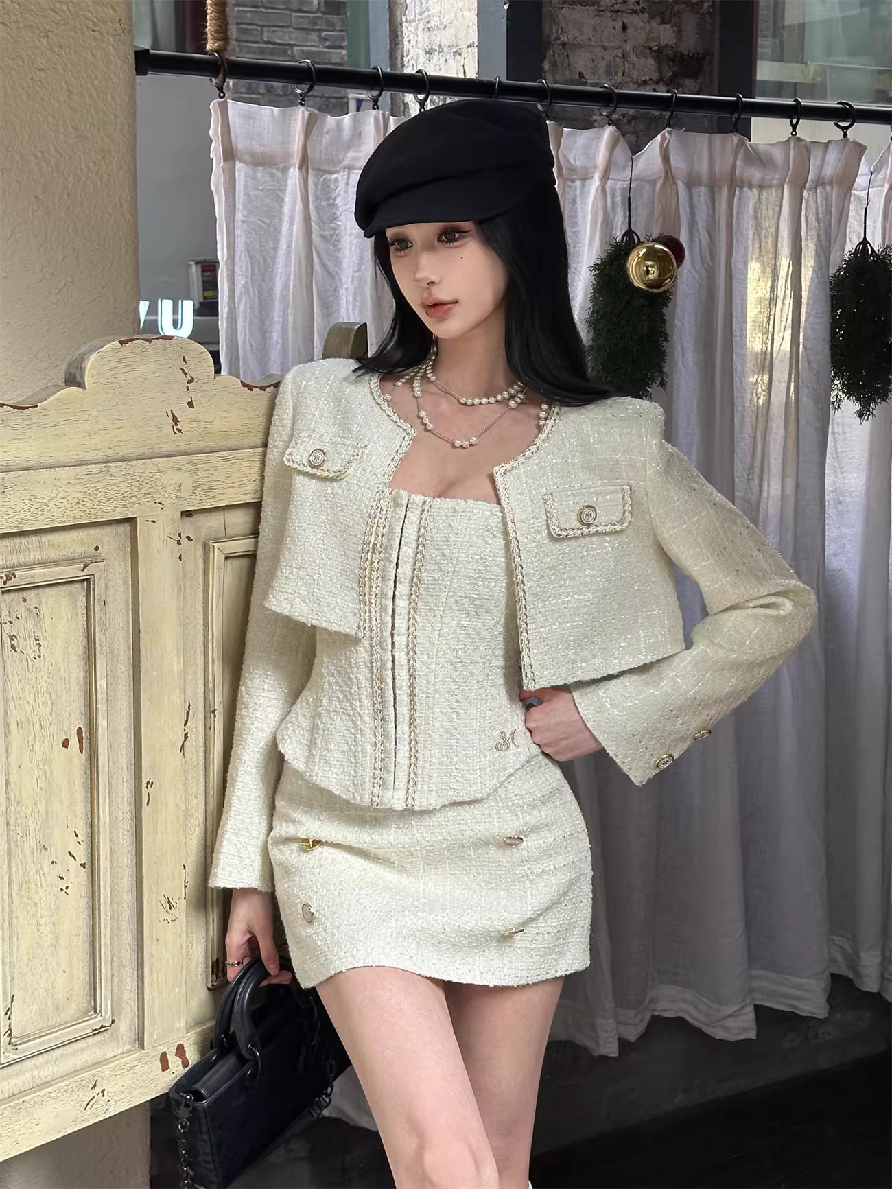 Tweed jacket buistier skirt 3piece ツイード ジャケット ビスチェ スカート 3ピース