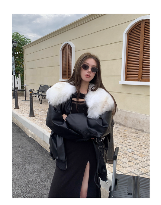 Fur PU leather Down jacket ファーPUレザーダウンジャケット