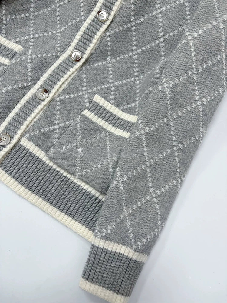 Argyle middle knit cardigan アーガイルミドルニットカーディガン