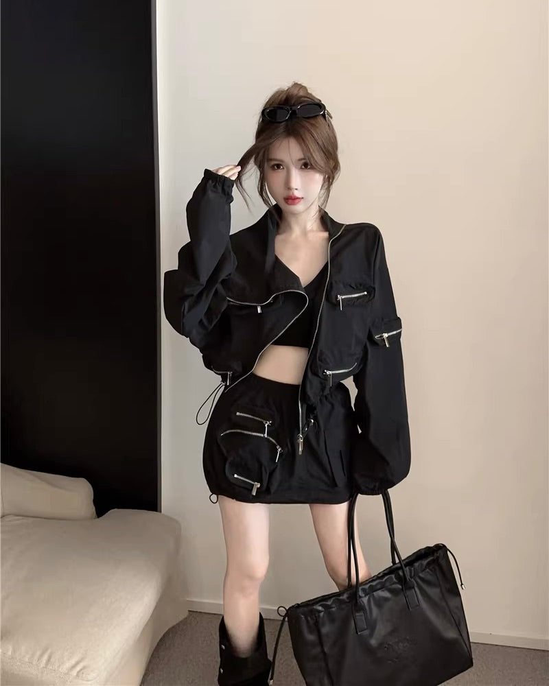 Pocket Zipper Jacket & Mini Skirt ポケット シッパー ジャケット& スカート