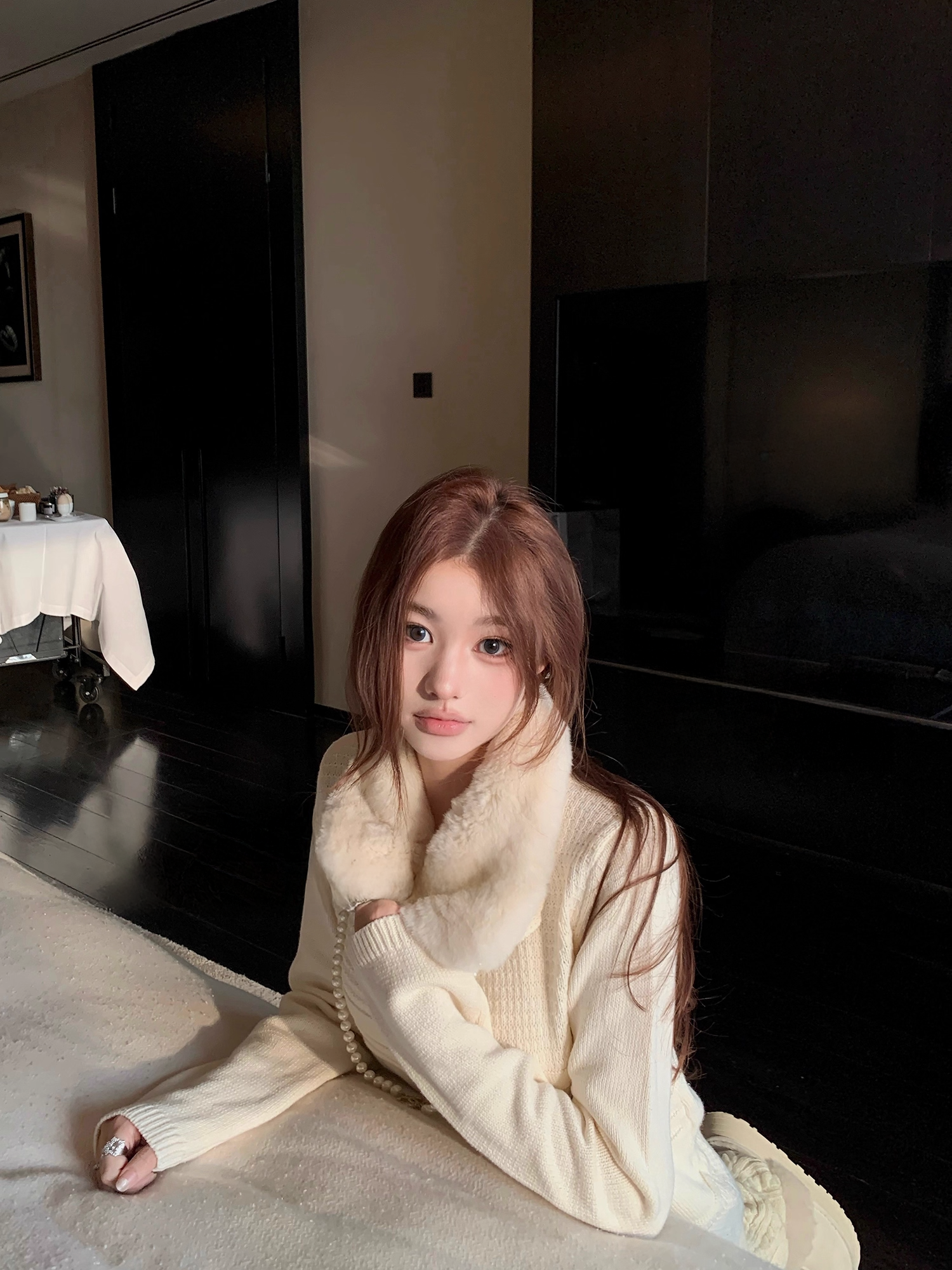 Fur collar cardigan ファーカラー カーディガン