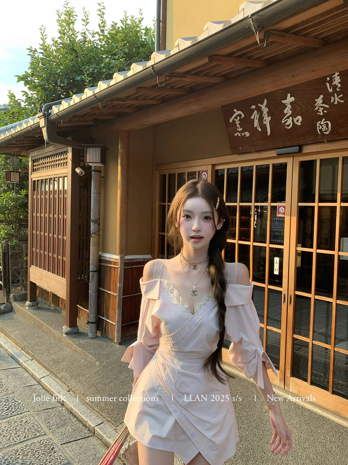 Off Shoulder Shirts Dress オフショルダー シャツ ドレス