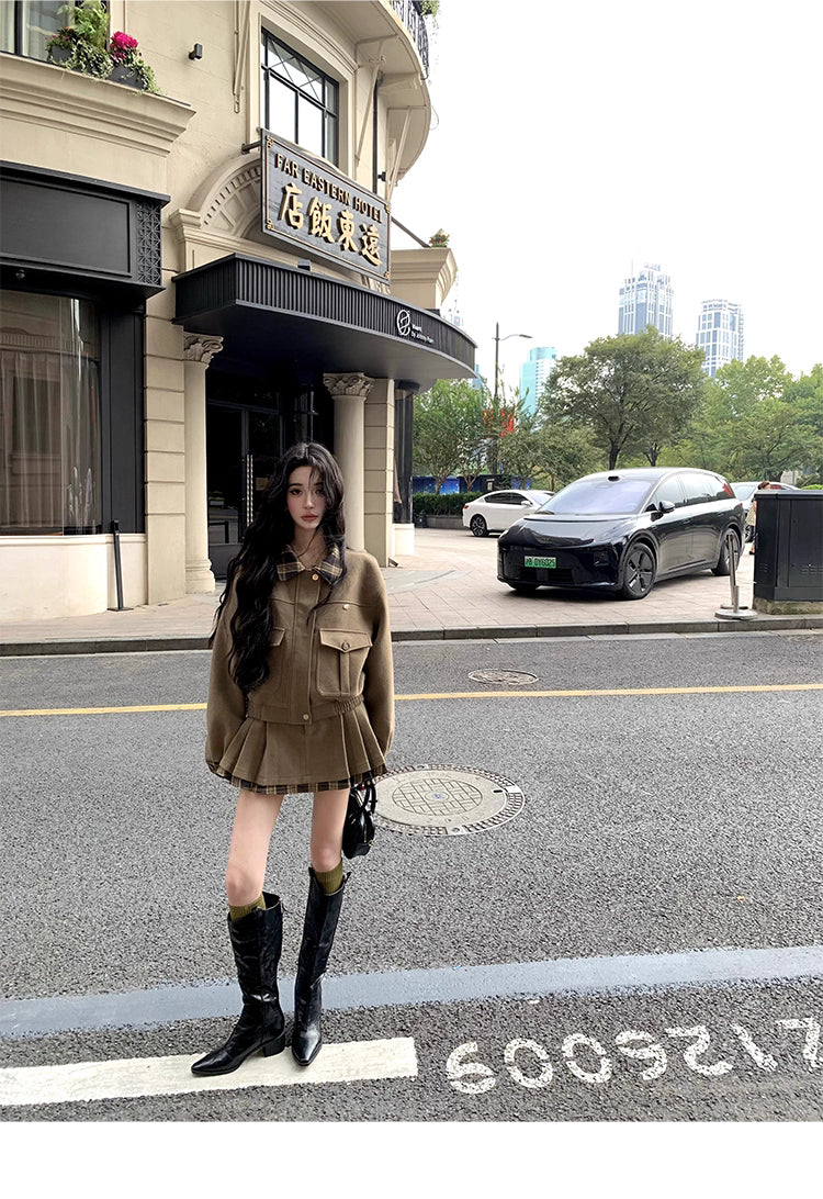 Box Blouson Pleats skirt ボックスブルゾン プリーツスカート