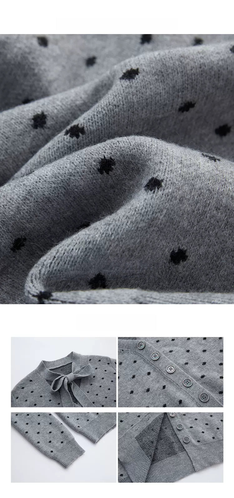 Polka-dot knit cardigan ドット柄ニットカーディガン