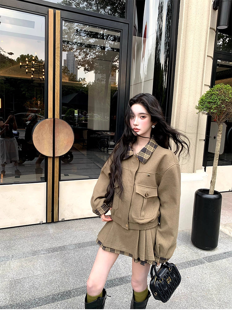 Box Blouson Pleats skirt ボックスブルゾン プリーツスカート