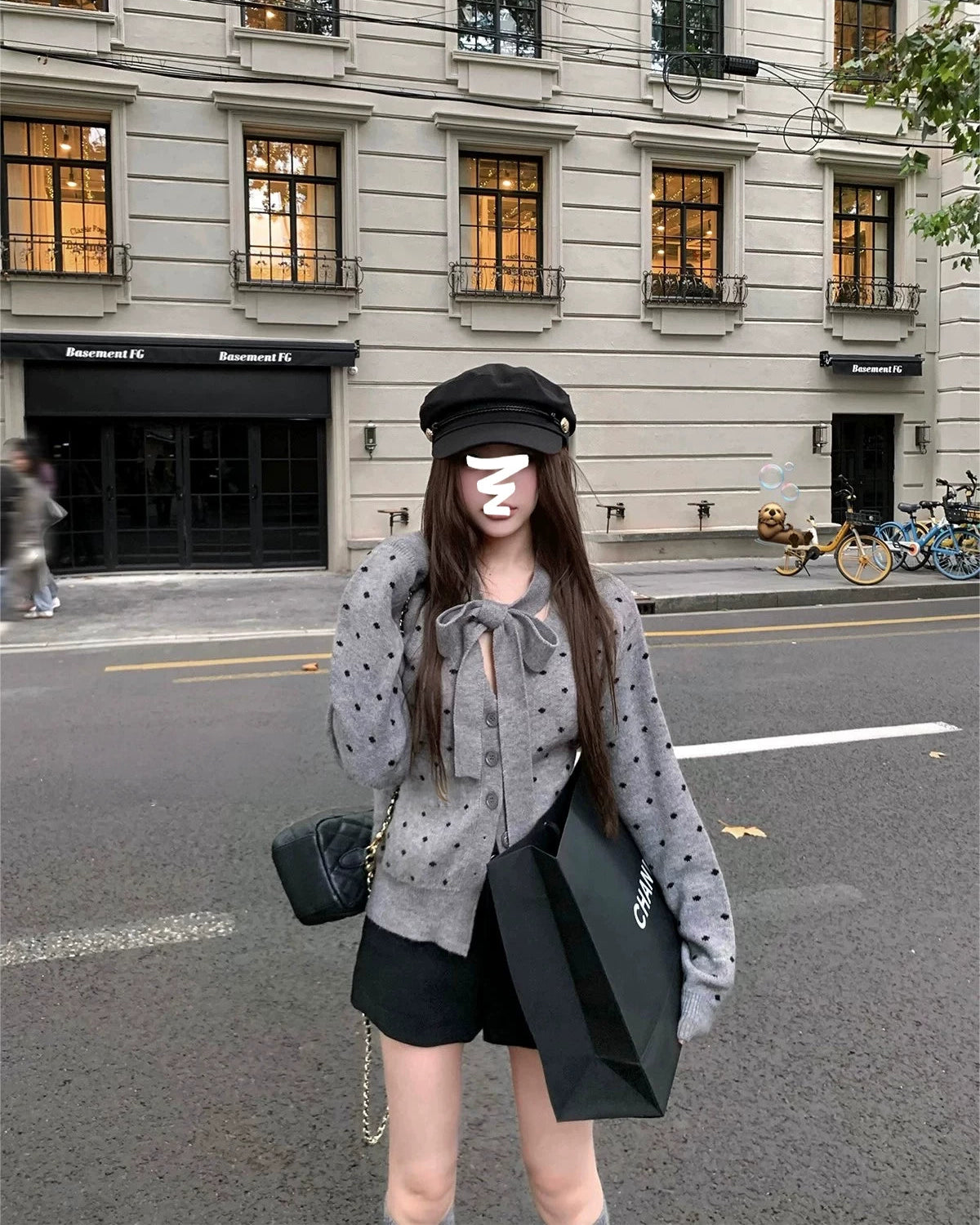 Polka-dot knit cardigan ドット柄ニットカーディガン