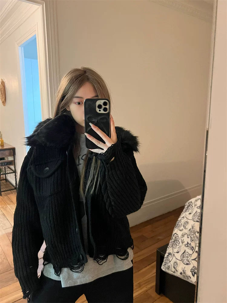 Faux Fur knit cardigan フォーファーニットカーディガン