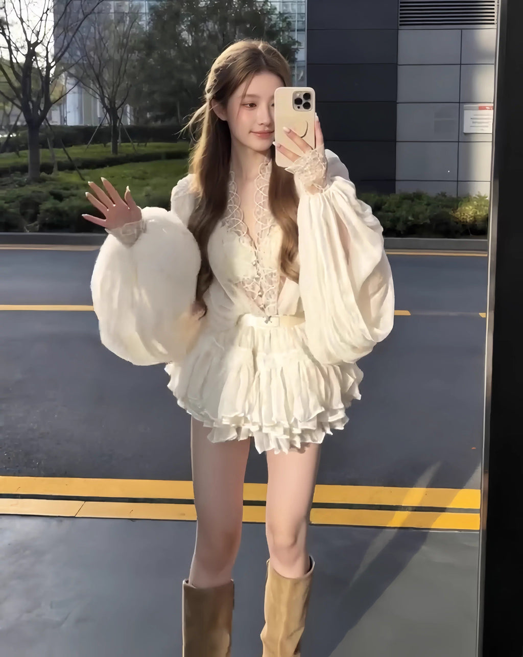 Lantern sleeve Blouse & Skirt ランタン スリーブ ブラウス＆スカート