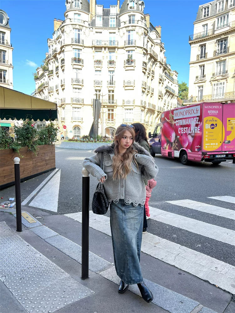 Faux Fur knit cardigan フォーファーニットカーディガン