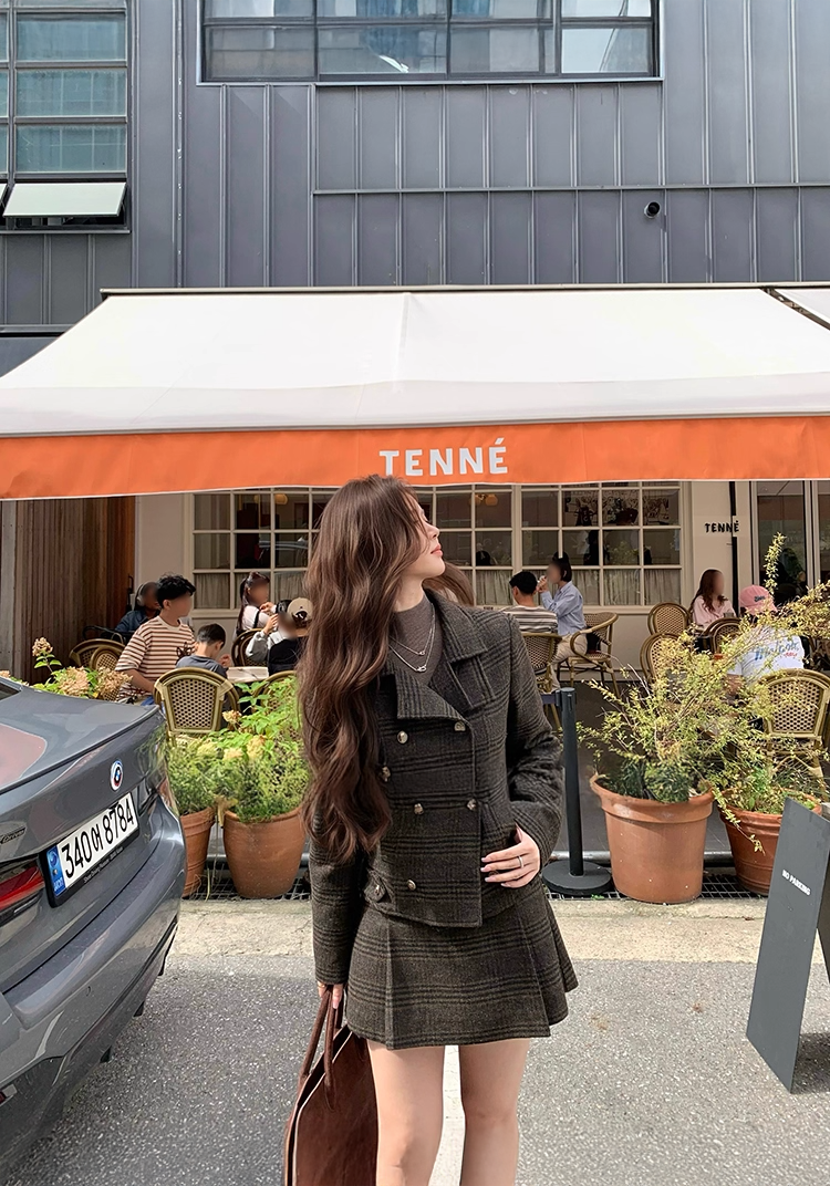 Check Wool Jacket Skirt Set チェックウールジャケット スカート セット