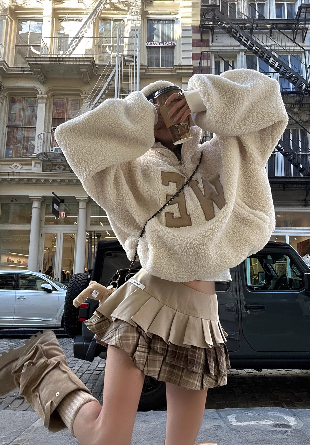 Boa pullover Check Skirt ボアプルオーバー チェックスカート