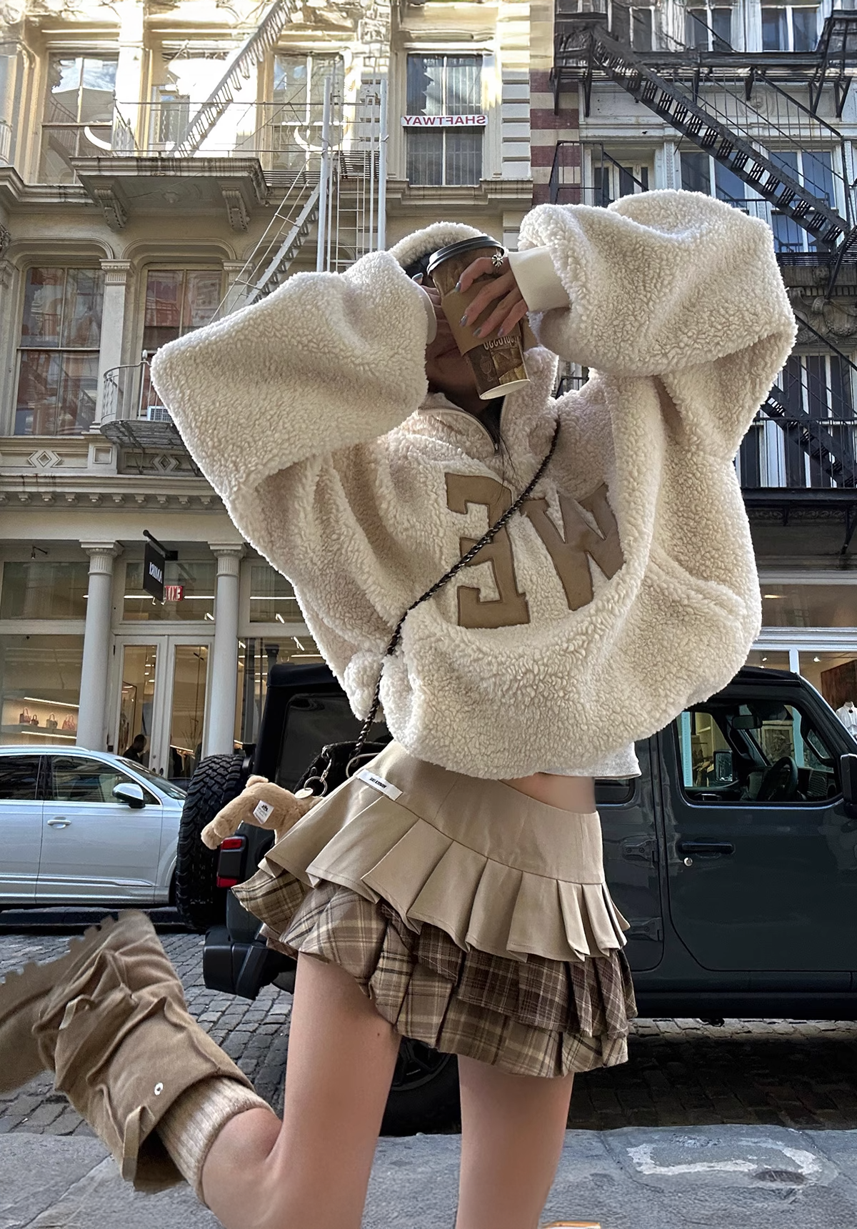 Boa pullover Check Skirt ボアプルオーバー チェックスカート