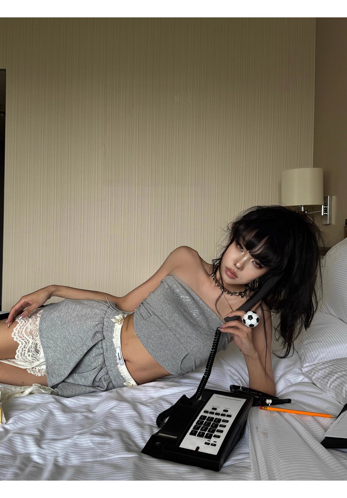 Bare top Lace design Skirt ベアトップ レースデザイン スカート