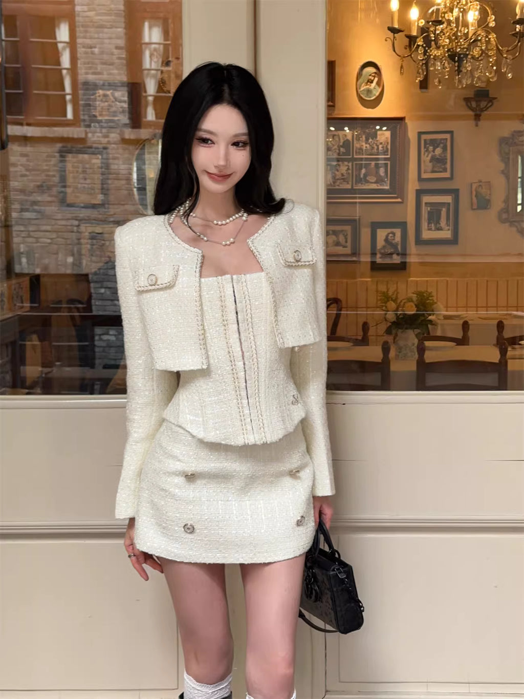 Tweed jacket buistier skirt 3piece ツイード ジャケット ビスチェ スカート 3ピース