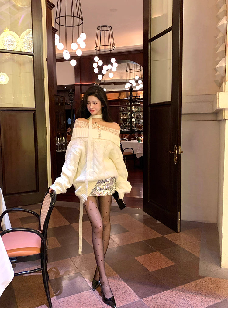 off shoulder knit オフショルダーニット