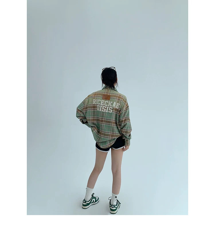 gradation long Check shirts グラデーションロングチェックシャツ