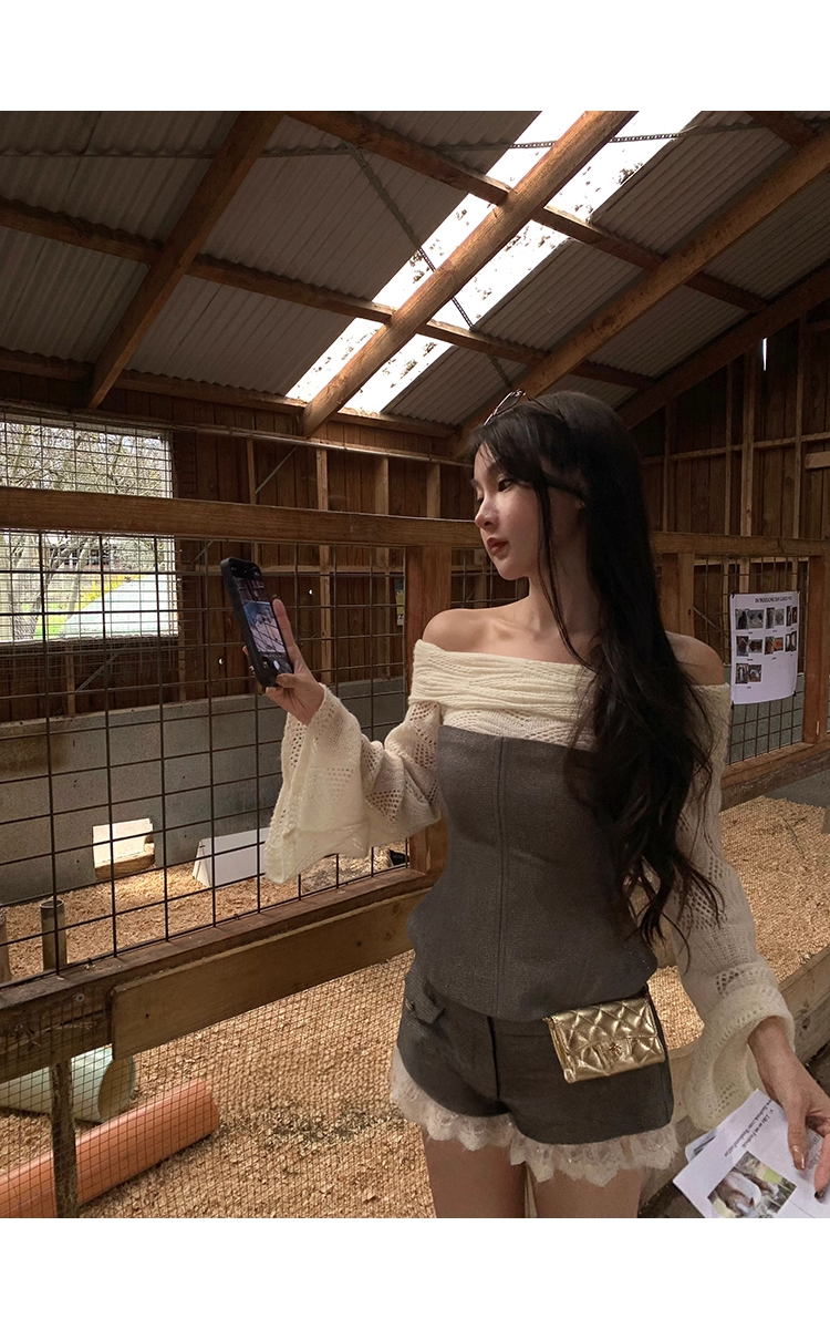 Off shoulder tops shorts オフショルダートップス ショートパンツ