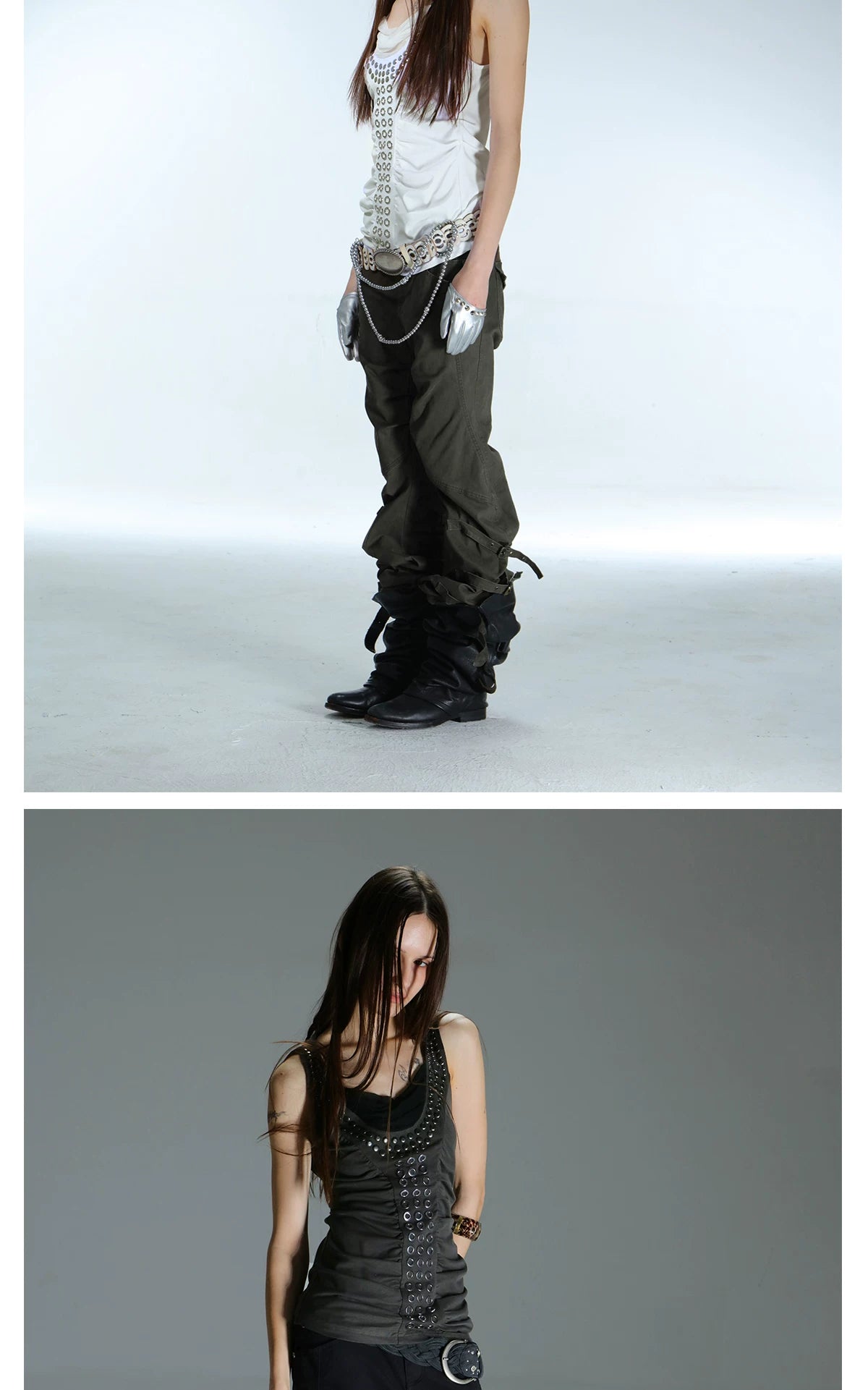 Metal rivet Sleeveless Hoodie メタリリベット スリーブレス フーディ