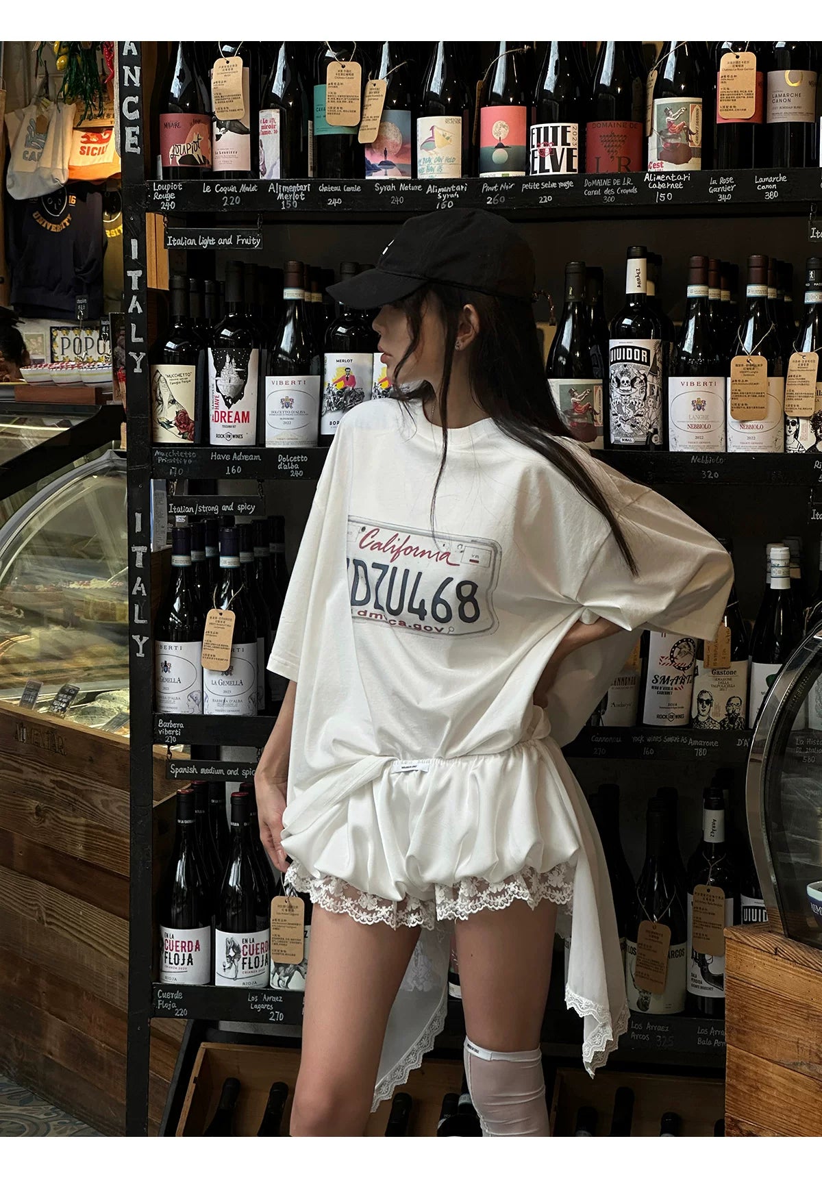 Over size shirts&Layered lace shorts set オーバーサイズシャツ&レイヤードレースショーツセット