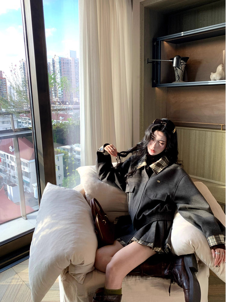 Box Blouson Pleats skirt ボックスブルゾン プリーツスカート