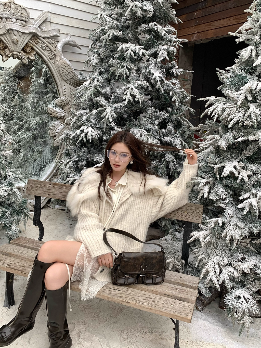 Fur knit cardigan ファー付きニットカーディガン