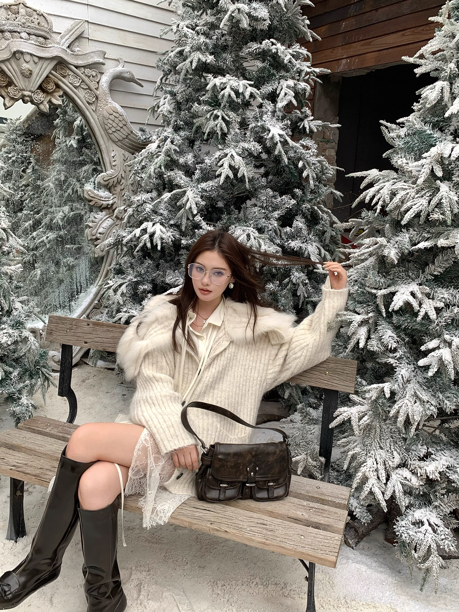 Fur knit cardigan ファー付きニットカーディガン