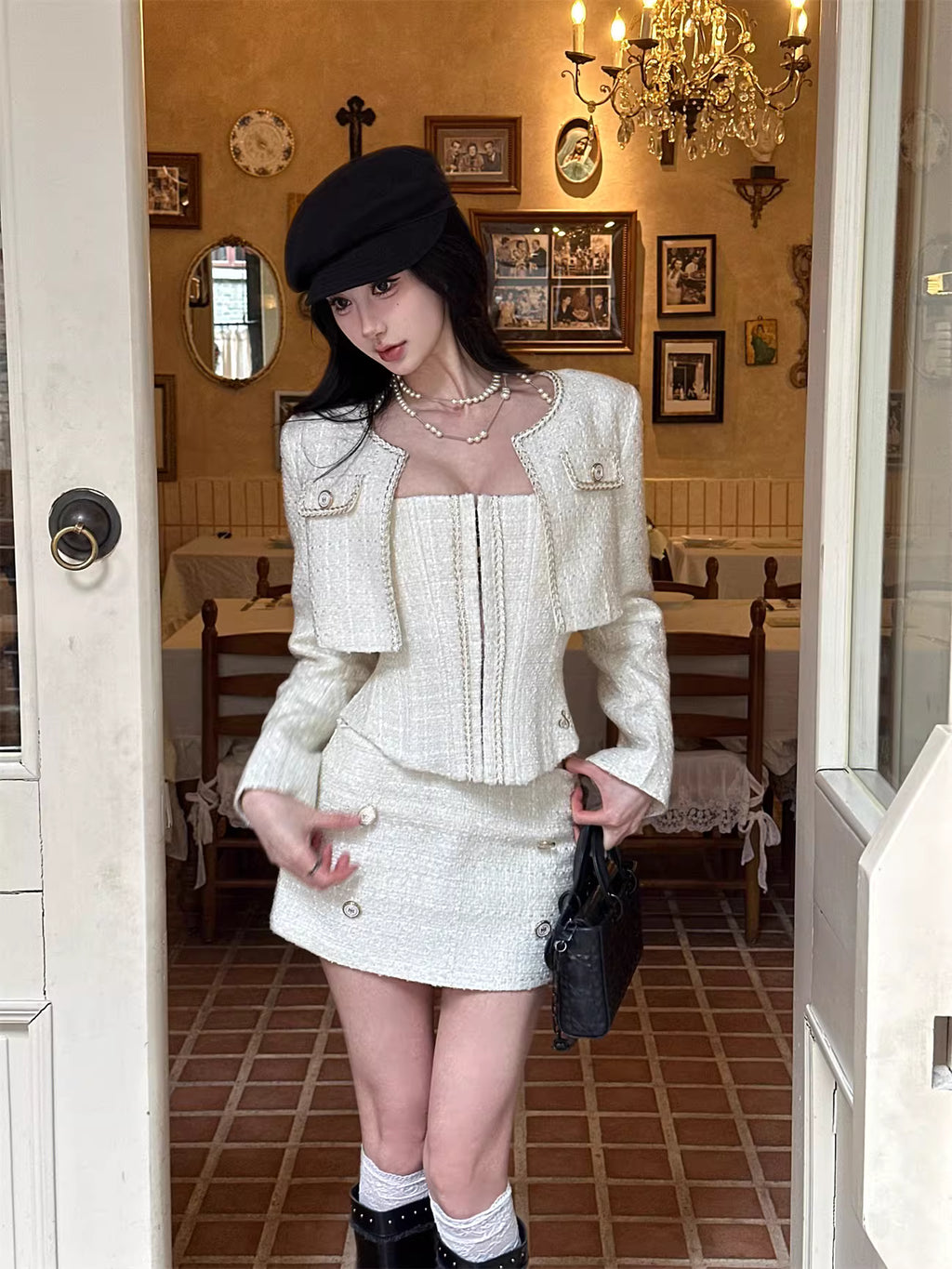 Tweed jacket buistier skirt 3piece ツイード ジャケット ビスチェ スカート 3ピース